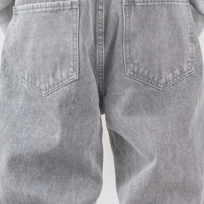 Men’s Grey Utility Ripstop Distressed Baggy Jeans