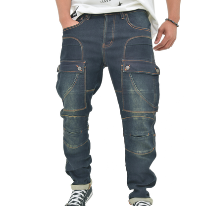Utility Panel Cargo Denim Jeans – Dark Indigo