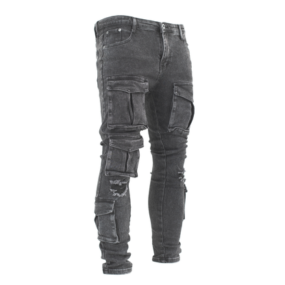 Shadow Distressed Utility Cargo Denim