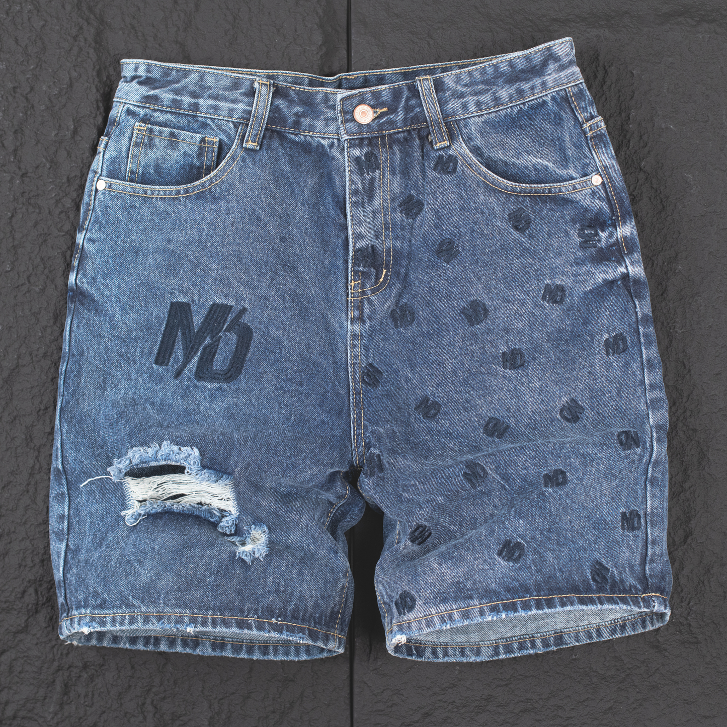 ND Monogram Distressed Denim Shorts 13919