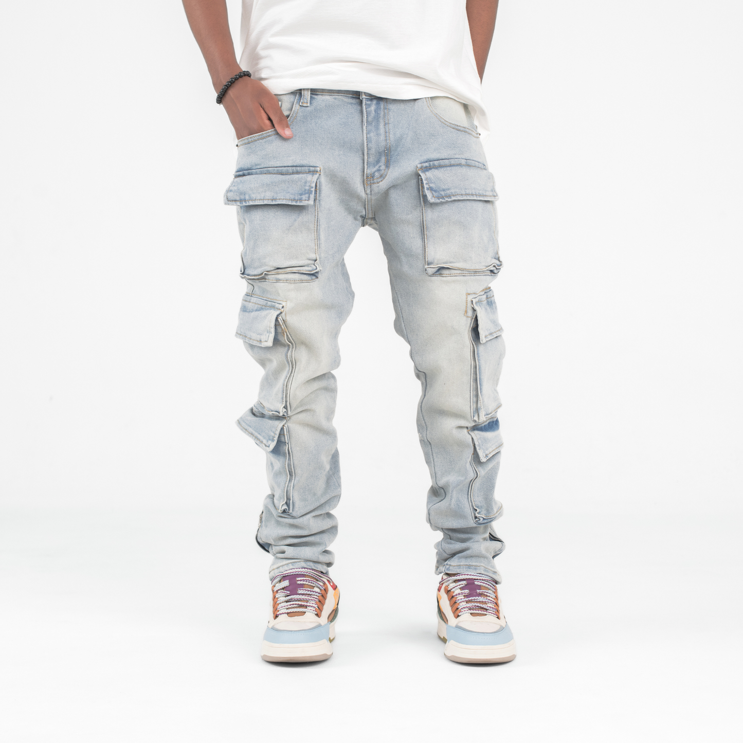 Tactical Multi-Pocket Cargo Denim Jeans
