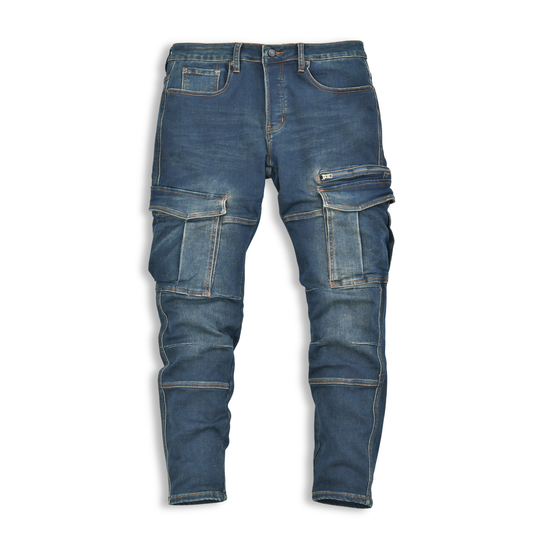 LOWKAL Zip Utility Denim Cargo Jeans