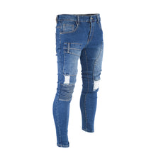 Load image into Gallery viewer, Men’s Distressed Ripped Biker Skinny Stretched Park Denim Pants
