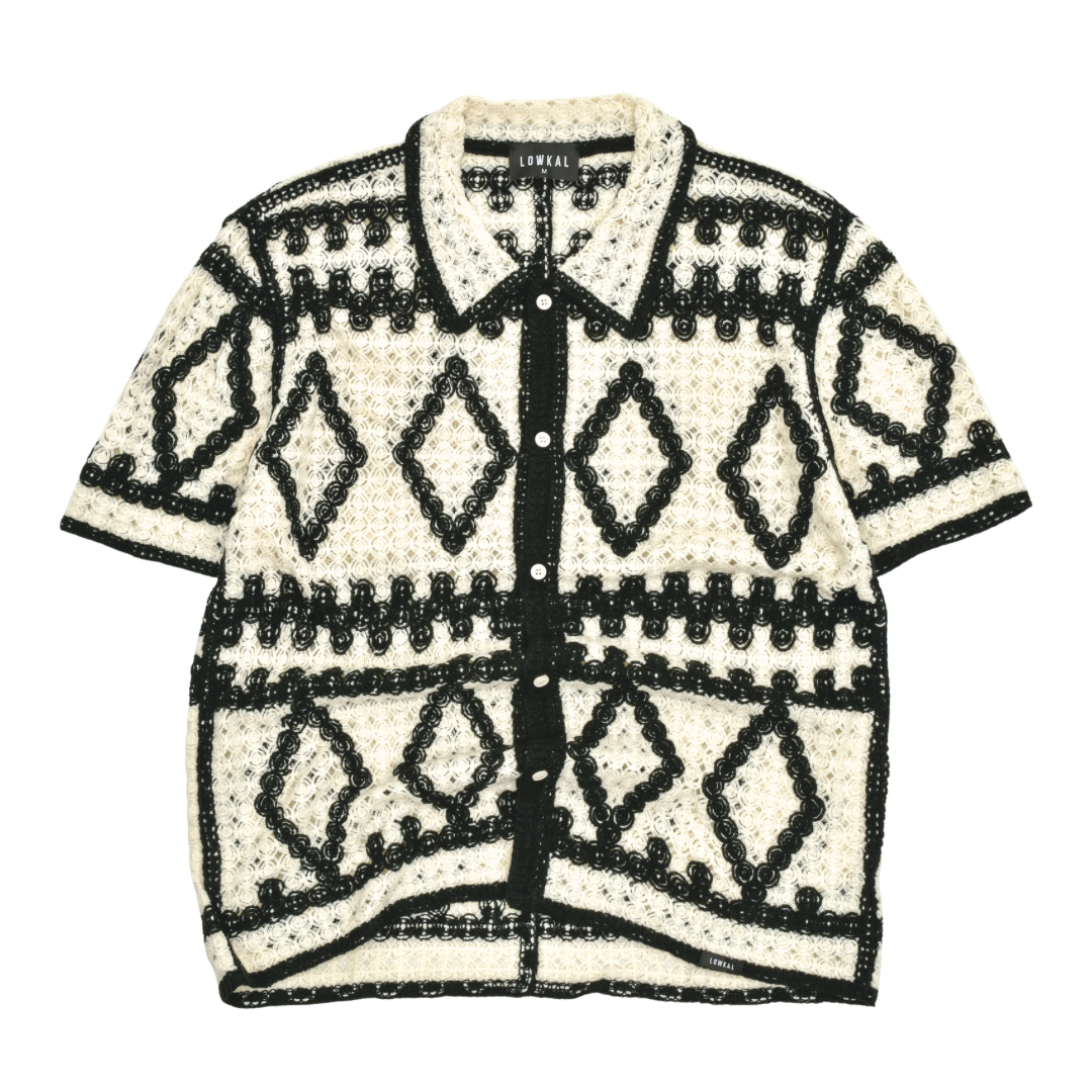 Monochrome Diamond Crochet Shirt