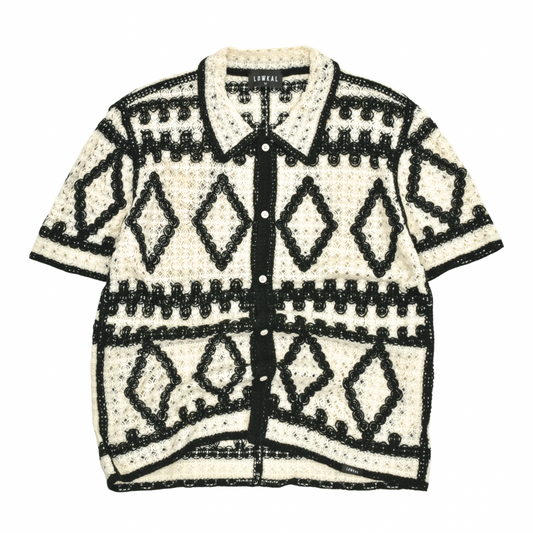 Monochrome Diamond Crochet Shirt