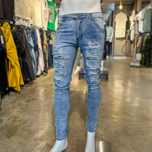 Men’s Distressed Ripped Essentials Skinny Stretch Jeans