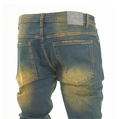 Rust Fade Distressed Slim-Fit Denim