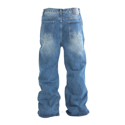 Arc Line Washed Baggy Denim