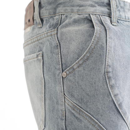 Blue Drift Arc-Paneled Relaxed Straight Jean