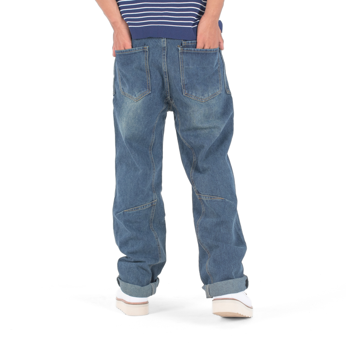 Retro Axis Panelled Loose Fit Denim