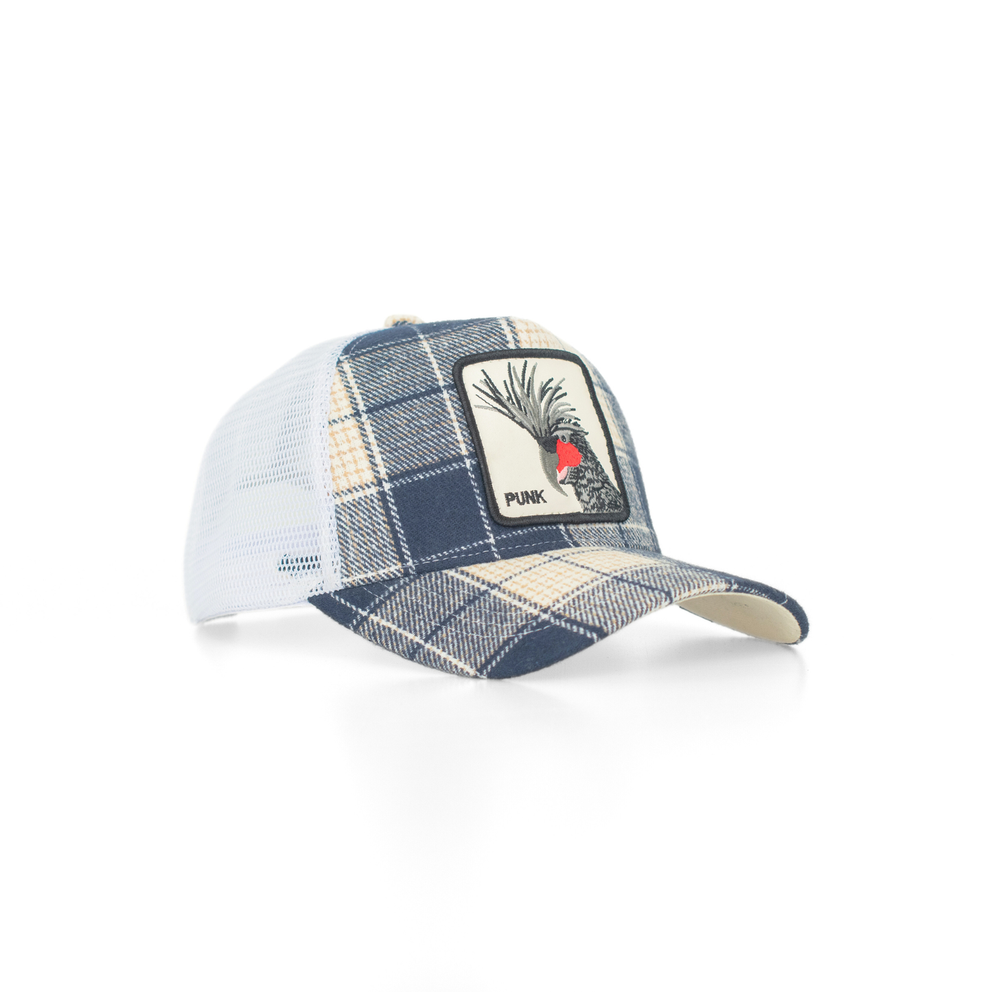 Punk Crest Check Mesh Trucker Cap