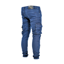 Load image into Gallery viewer, Men’s Deep Indigo Utility Slim Fit Cargo Jeans
