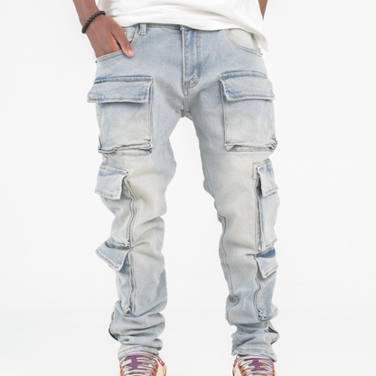 Tactical Multi-Pocket Cargo Denim Jeans