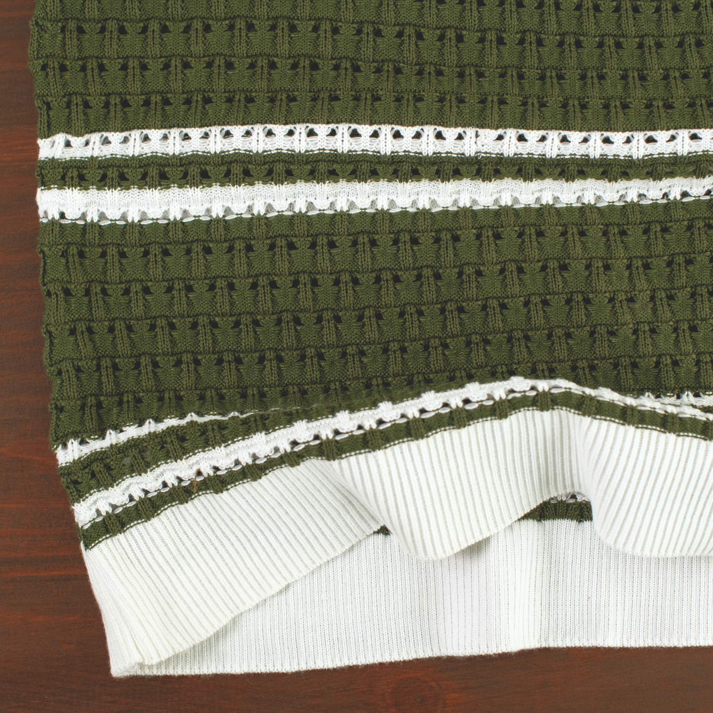 LOWKAL Riviera Open-Knit Stripe Polo T-Shirt