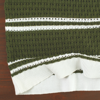 LOWKAL Riviera Open-Knit Stripe Polo T-Shirt