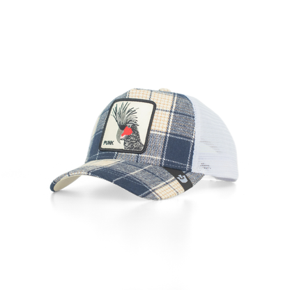 Punk Crest Check Mesh Trucker Cap