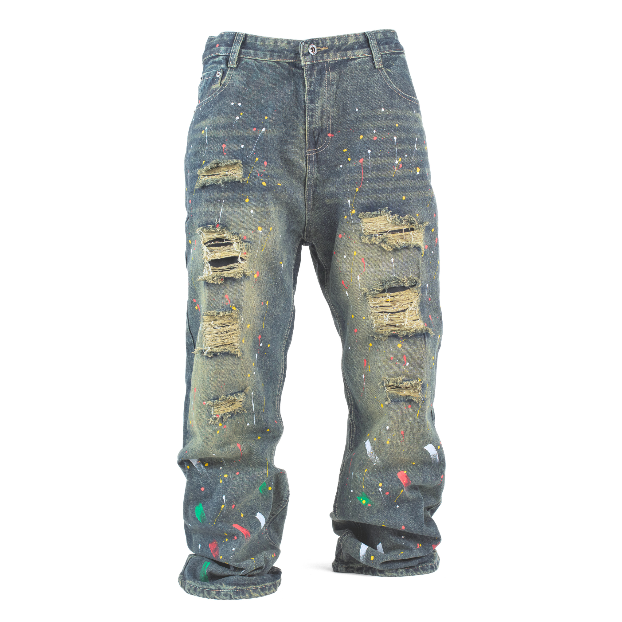 Paint Riot Paint Riot Distressed Straight-Leg Jean L003-1 – LOWKAL SA