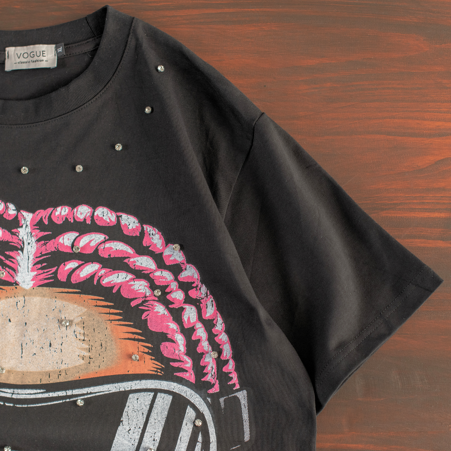 Chrome Gaze Rhinestone Graphic T-shirt