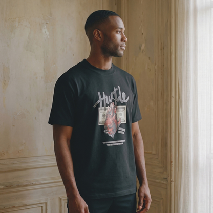 LOWKAL Hustle Graphic Oversized T-Shirt