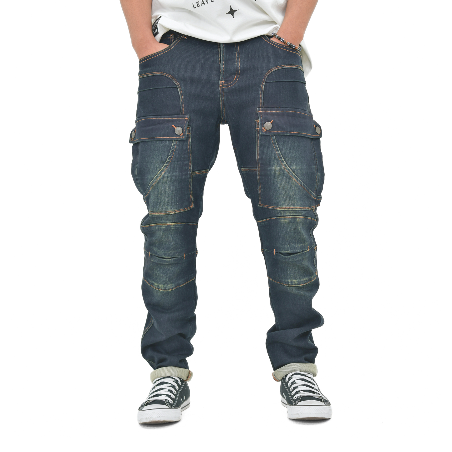 Utility Panel Cargo Denim Jeans – Dark Indigo