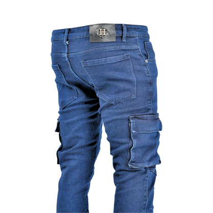 Men’s Deep Indigo Utility Slim Fit Cargo Jeans