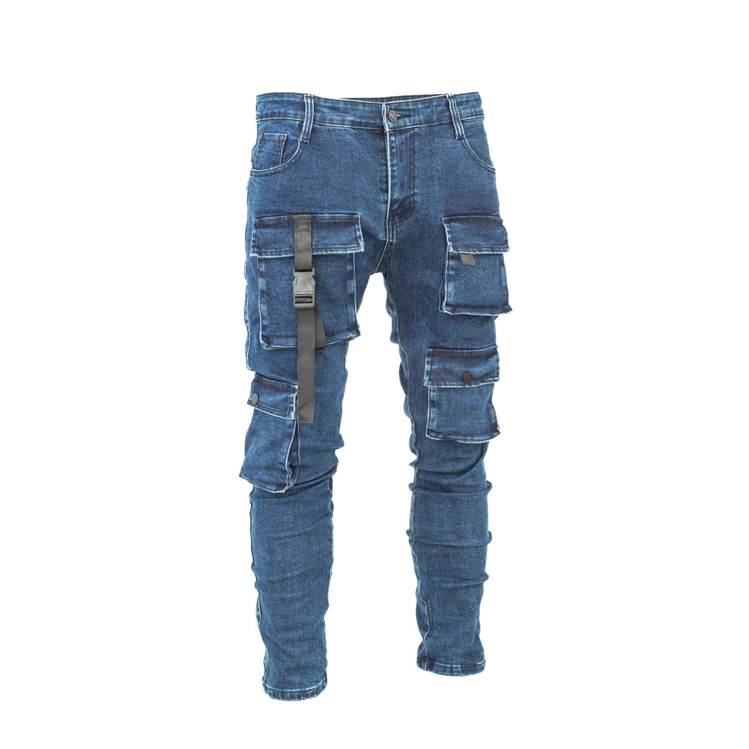 Men’s Skinny Multi-Pocket Cargo Duffey Denim Jeans ONLY