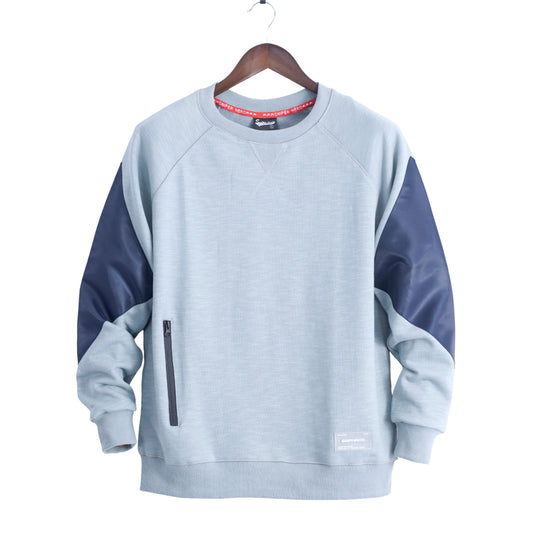 Men’s Crew Neck Solid Color Zip Pocket Sweatshirt.