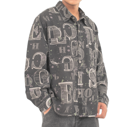 Graffiti Code Denim Shirt Jacket