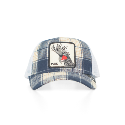 Punk Crest Check Mesh Trucker Cap