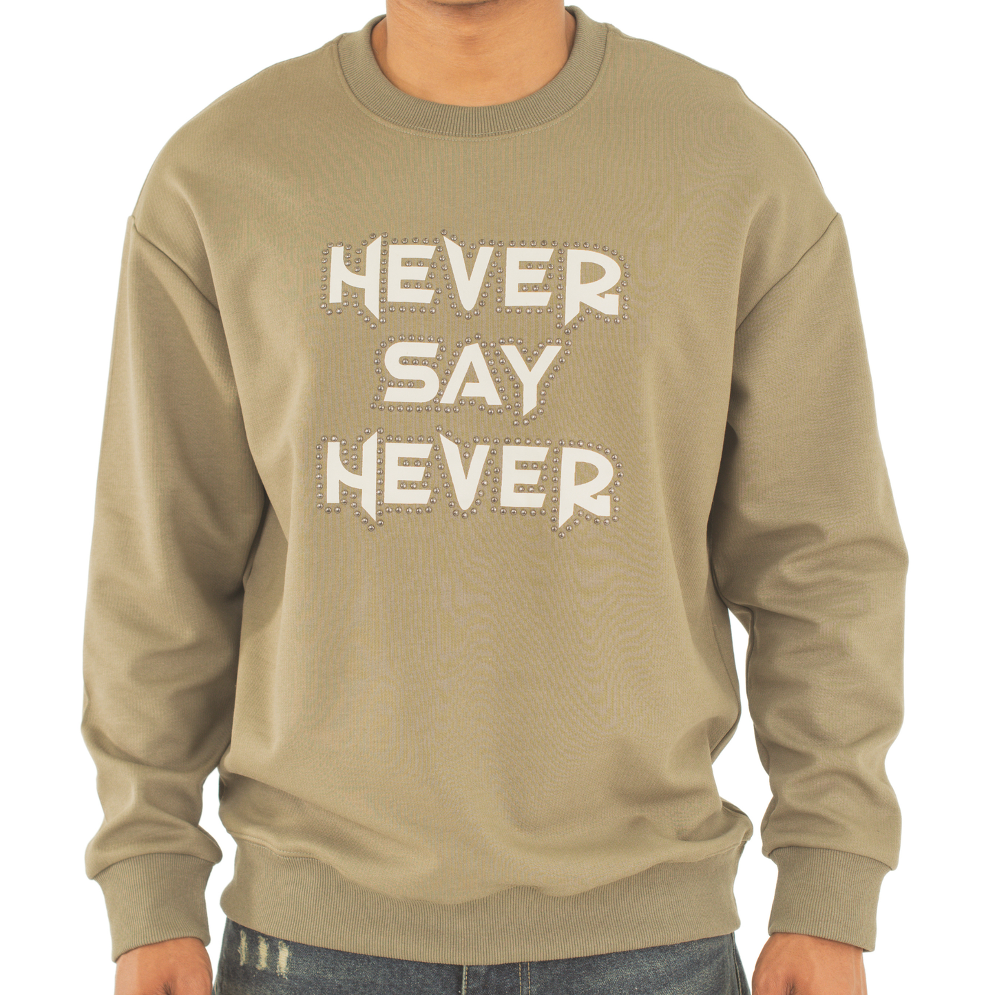 Never Say Never Studded Statement Crewneck