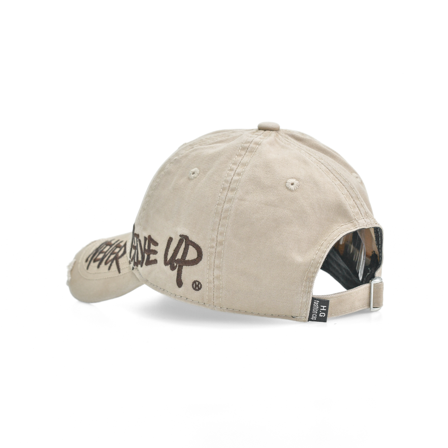 LOWKAL “Never Give Up” Vintage Distressed Trucker Cap