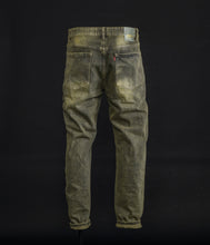Load image into Gallery viewer, Men Vintage Distressed Dirty Green Ripped Jeans
