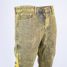 Load image into Gallery viewer, Men Dirty Green Tint Light Wash Tapered Denim
