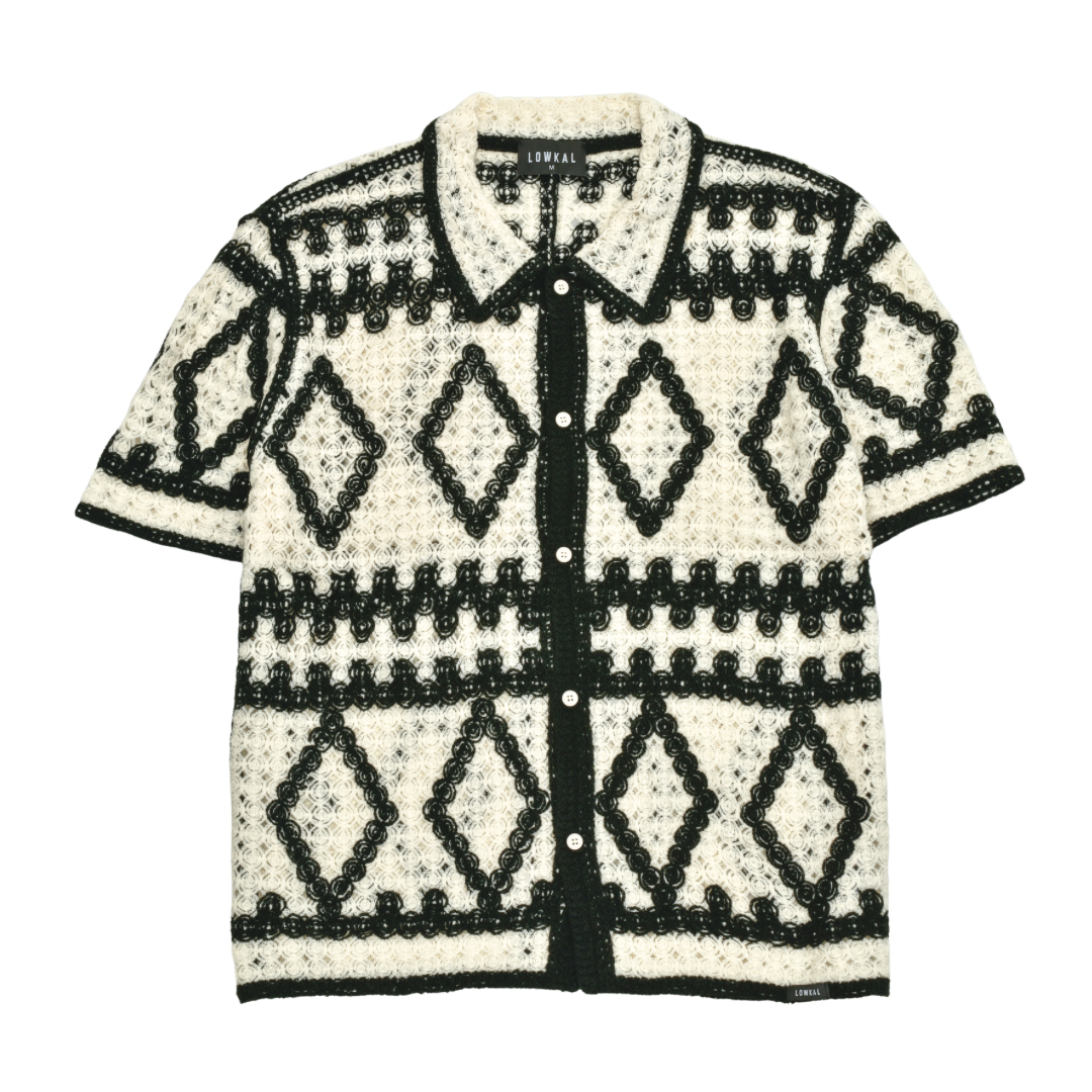 Monochrome Diamond Crochet Shirt