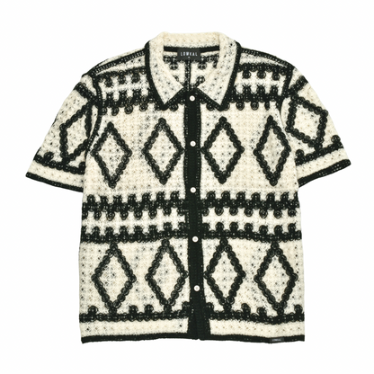 Monochrome Diamond Crochet Shirt