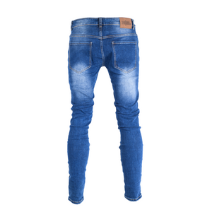 Men Dark Wash Ripped Skinny Denim