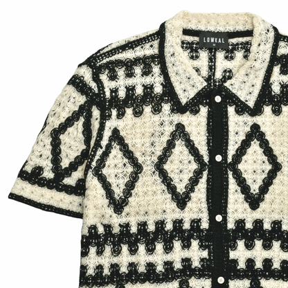 Monochrome Diamond Crochet Shirt
