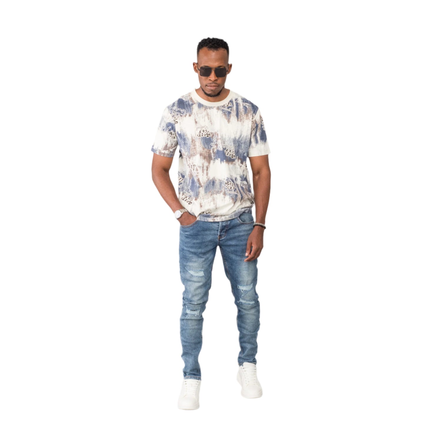 LANNIU Edge Distressed Slim-Fit Denim