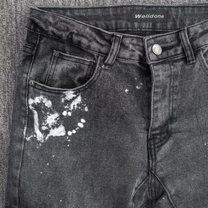 Black Acid Wash Cargo Jeans