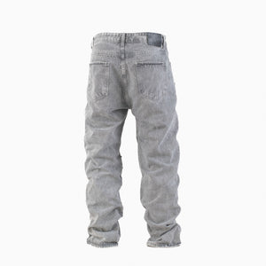 Men’s Grey Utility Ripstop Distressed Baggy Jeans