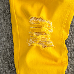 Men’s Mustard Distressed Skinny Jeans