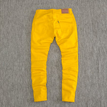 Load image into Gallery viewer, Men’s Mustard Distressed Skinny Jeans
