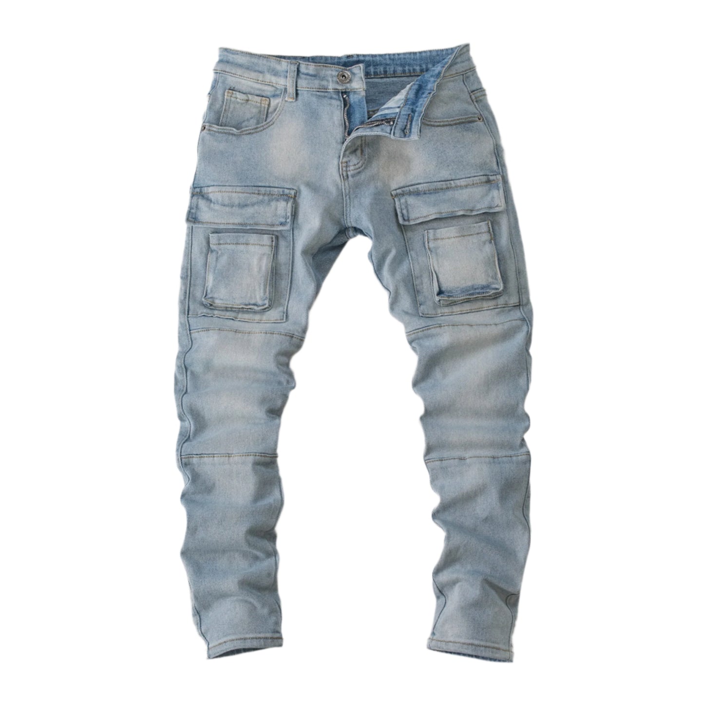 Men’s Light Wash Cargo Denim Jeans