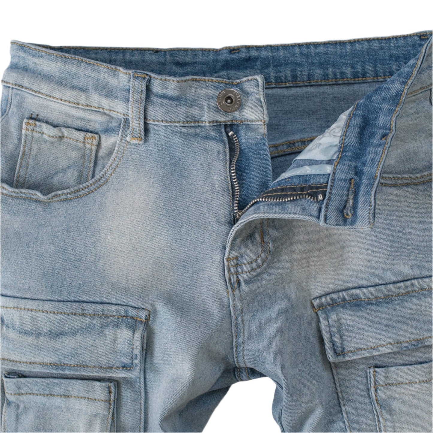Men’s Light Wash Cargo Denim Jeans