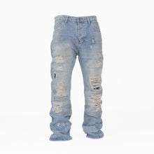 Load image into Gallery viewer, Men’s Rugged Distressed Patchwork Denim Jeans
