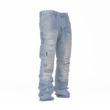 Load image into Gallery viewer, Men’s Rugged Distressed Patchwork Denim Jeans
