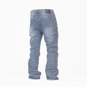 Men’s Rugged Distressed Patchwork Denim Jeans