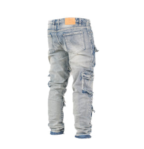 Rogue Heavy-Distress Multi-Pocket Denim