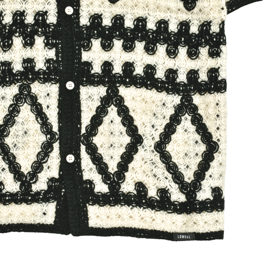 Monochrome Diamond Crochet Shirt