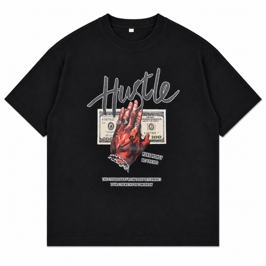 LOWKAL Hustle Graphic Oversized T-Shirt